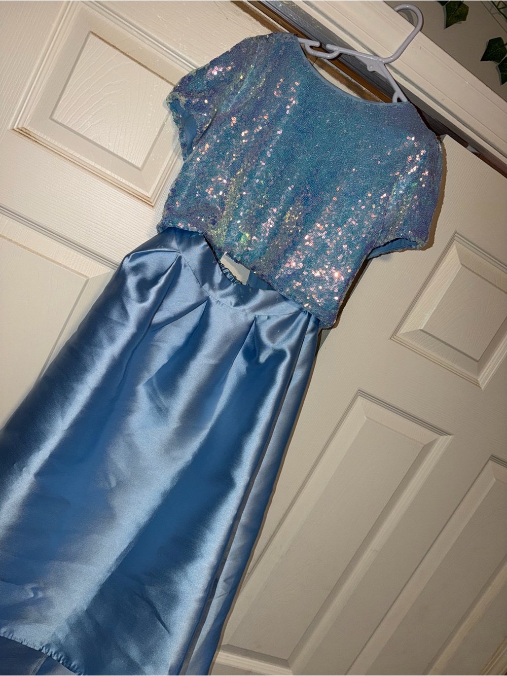 Sparkling Blue Sequin & Satin Kids Dress